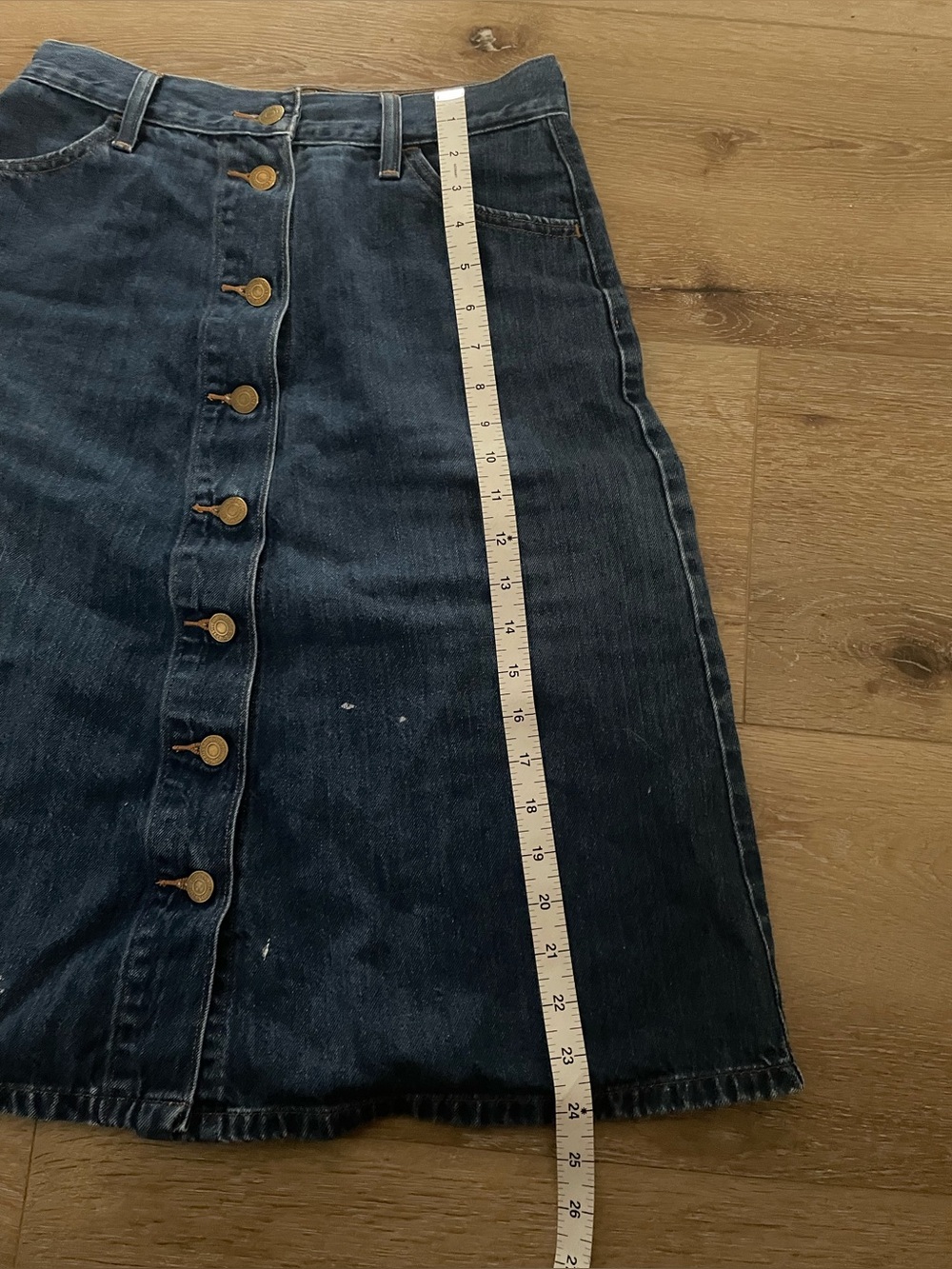 Levi’s A line knee length denim skirt 100% cotton size 25 - Picture 8 of 9